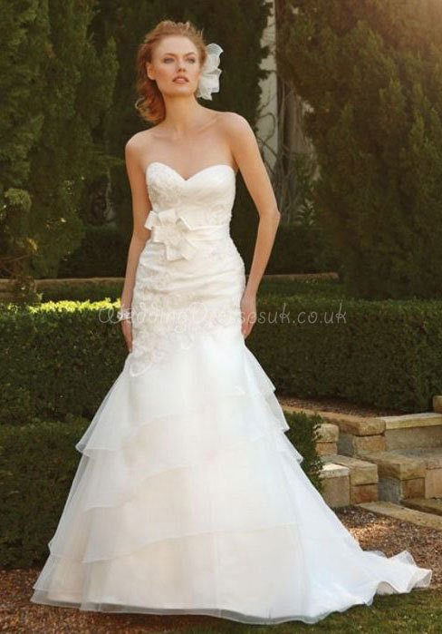 Trumpet Sleeveless Ribbon Applique Long Sweetheart Wedding Dress