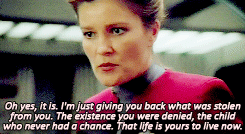 carlithiel: SEVEN: Irrelevant! Take me back to the Borg. JANEWAY: I can’t do that.
