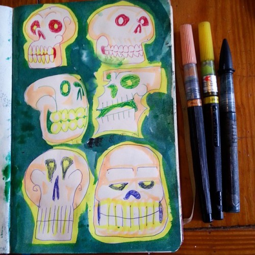 Just added color to some skulls i doodled a while ago. #mattbernson #ink #artistsontumblr #artistsoninstagram #art #drawing #skullsforlife #skulls