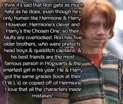 Harrypotterconfessions:  I Think It’s Sad That Ron Gets As Much Hate As He Does,