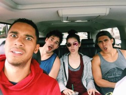 lhale-news:  itselliotknight post team-workout! loving my new fam 😅💪💥👌 @jayson_blair @lucyhale @therealcarlospena #wecametocrush #lifesentence @otheoryfitness #coachrashida  