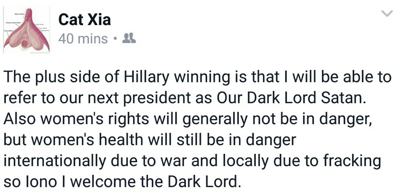 Guess where I stand politically #ImWithHer #OurDarkLord