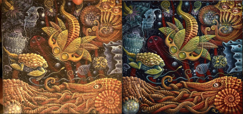 Blotter acid using my painting, SEAPODS, (Pic #2 is the painting) Check out  https://linktr.ee/rscon