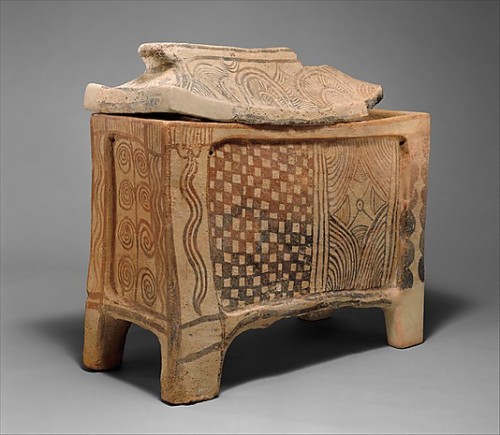 amphitrite-aphrodite:Terracotta larnax (chest-shaped coffin)Minoan, mid 13th century B.C.