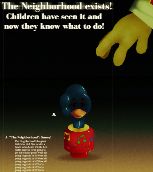 haunting-honey:“In The Neighborhood, our colorful array of friendly puppets live their day-to-