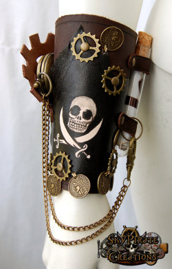 skypiratecreations:  skypiratecreations:  Steampunk Pirate Leather Bracer ๜.99 USD  https://www.etsy.com/listing/152324503/steampunk-pirate-leather-bracer?ref=shop_home_active_14 
