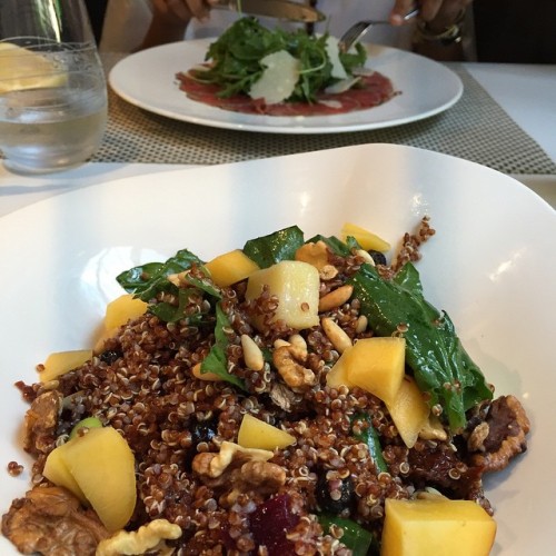 Lunch at Gavi red quinoa salad with peaches, sun dried tomatoes, beetroot, plums and rocca leaves yu