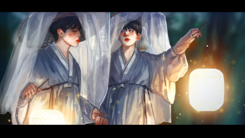 Take my hand and don’t be afraid  This Fantasy AU, where Yoon and Jimin attend the Moon festival but