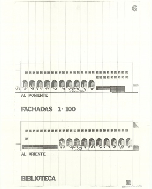 Planos de la fachada, Biblioteca ITESO, Periférico Sur Manuel Gómez Morín 8585,