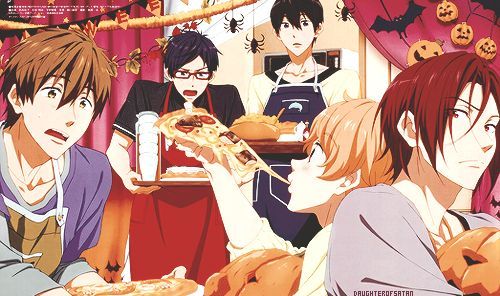 frfrfreak:  So I´m having a blast looking at the Free! official arts. For example this motherfucker hereThey have had a party/sleepover last night. Someone brought boose (was it you Nagisa? Or Rin?). Everyone is fine, except Haru, who has a terrible