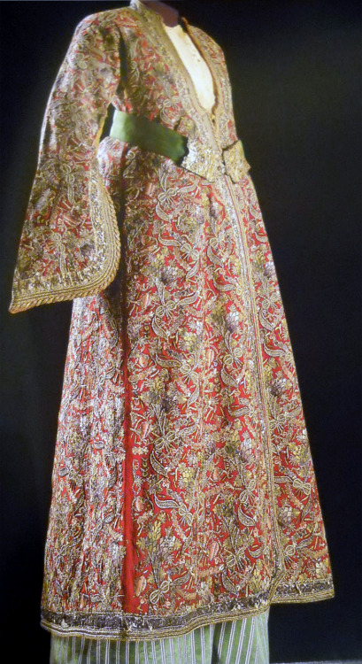 Turkish costumes from an exhibition on 18th-19th century Ottoman costume;1. 18th c. entari known as 