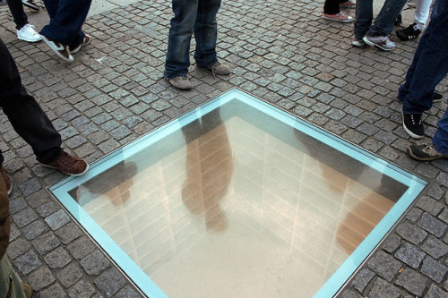 anotherlgbttumblr:kp-ks:Book Burning Memorial ‘In the center of Bebelplatz, a glass window