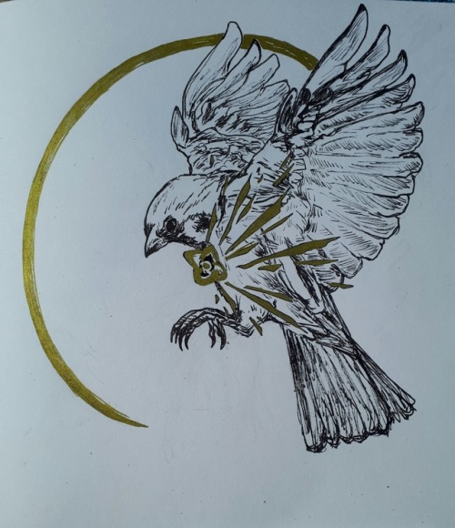 lost-nordic:Little sparrowThe inktober drawing for the 5th that i coulden’t post on that day post du