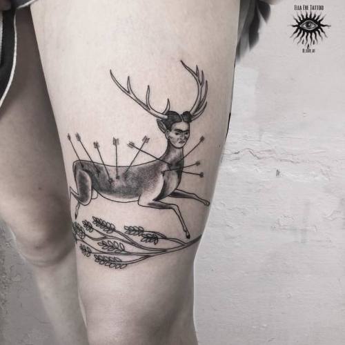 ‘The wounded Deer’ by frida khalo ✨ #fridakhalo #fridakhalotattoo #dotworktattoo #deerta