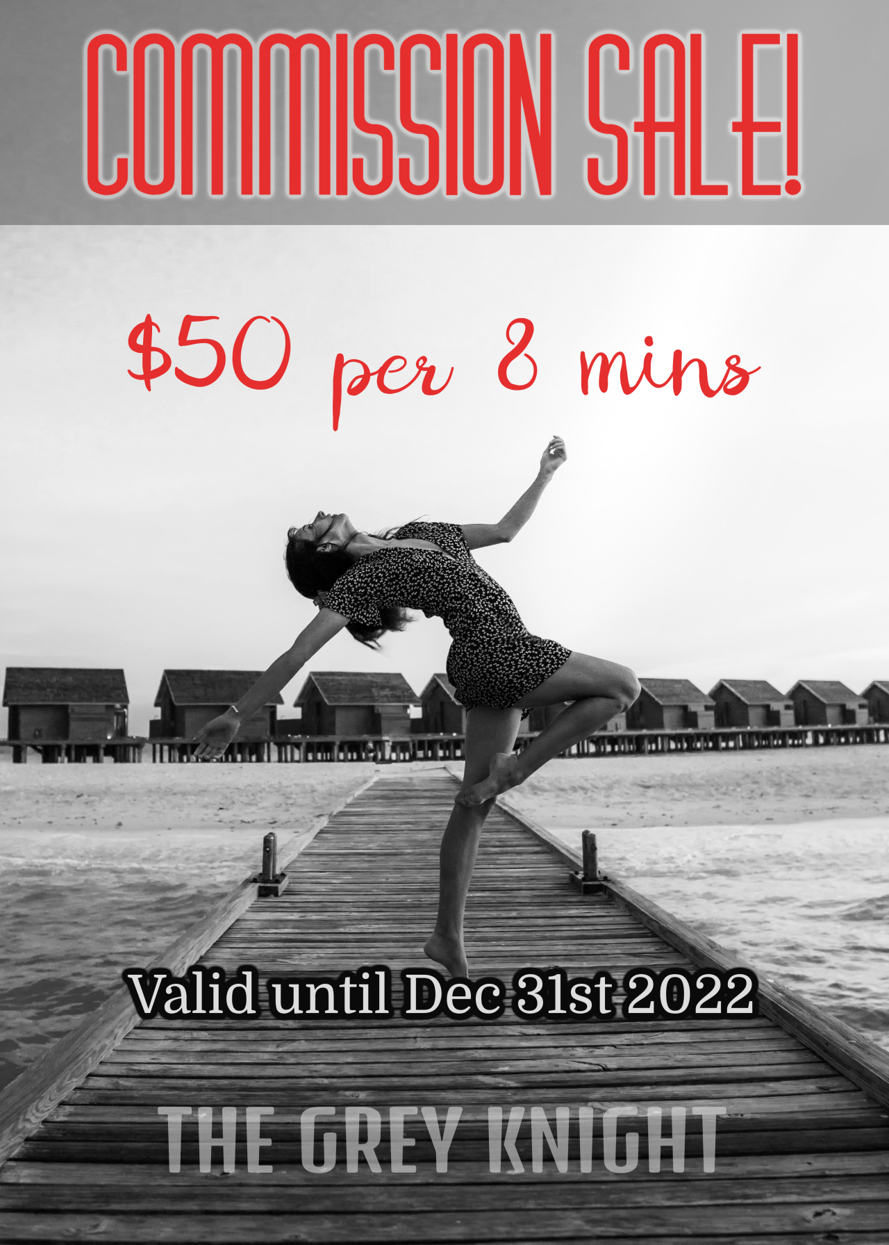 Big sale! From now until the end of the year, 50 dollars per 8 minutes, whatever