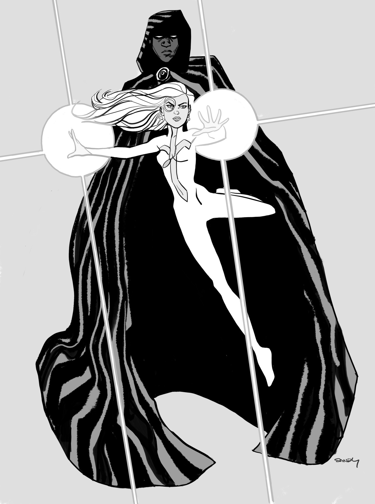 sandyjarrell:  Cloak and Dagger, my lone Inktober drawing for 2016