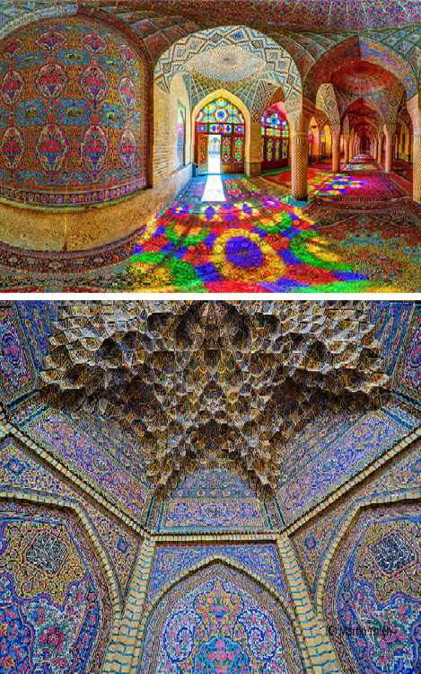 f-l-e-u-r-d-e-l-y-s:  Luminous Mosque with the rainbow colorsThe stunning Nasir al-mulk Mosque hides