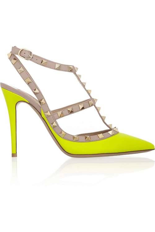 High Heels Blog Rockstud neon leather pumpsSearch for more Heels by Valentino on… via Tumblr