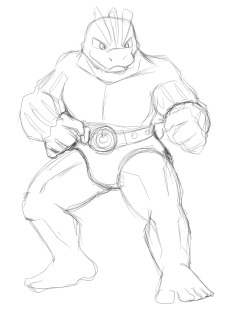 The next Pokemon I am working on&ndash;Machoke. Something is looking off to me though, so I think I&rsquo;ll take a break. (Feeling sort of anxious :/)