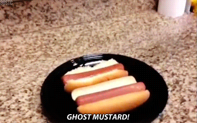 mansionofmuses:  valperch:  empresspinto:  I’m sorry but I was totally expecting that to be an innuendo  LOL OH SHIT ITS BACK  I like how the mustard doesn’t even fucking squirt out. Like wow what a worthless ass ghost. 