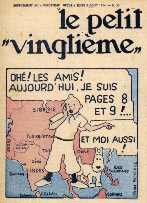 Original 1930s editions of newspaper supplement, LE PETIT VINGTIÈME in which Tintin appeared.Hergé—c