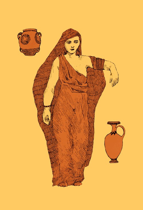 Sappho with some pottery ︱mixed media