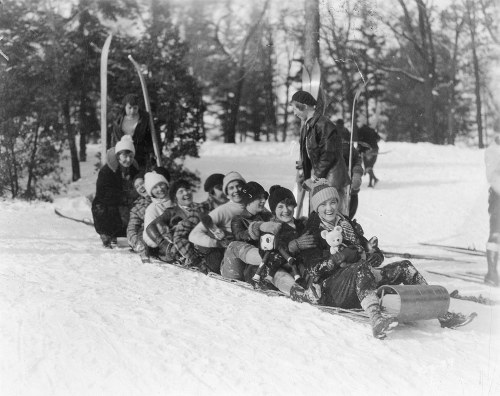 Tobogganing on the University of Wisconsin&ndash;Madison campus, Madison, Wisconsin, 1929. The UW To