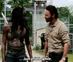 c-sand:Rick: Glad to see you. Michonne: Glad to see you, too.