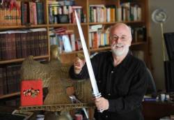 heroofthreefaces:  icantdrawgood:  iesika:  This is just a reminder that when Sir Terry Pratchett was knighted, he dug up his own iron ore, learned to smelt, smelted it, added meteorite iron, learned to forge, and forged himself a starmetal sword. As