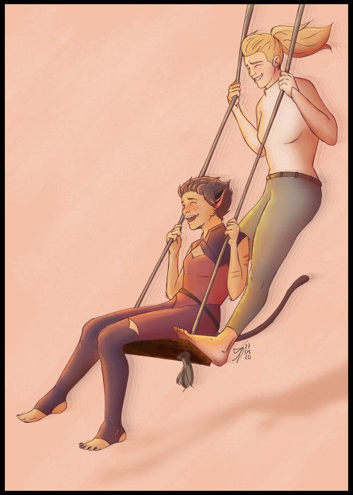 I don’t think they had swings back at the Fright Zone?? so uuuuh here They are, discovering the unad