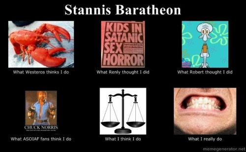tyrions-landing:What ♥ Stannis Baratheon ♥ really does..STANNIS = SQUIDWARD. YEEEESSSS.
