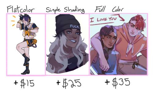 Hey guys! I’m opening commissions again! Please Reblog if you can, I need to save up for college nex