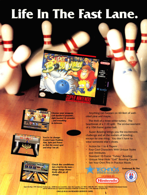 videogameads: SUPER BOWLiNGTechnosSuper NES1992
