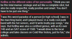 3ridan:  FRIENDLY REMINDER THAT KE$HA IS A GENIUS  I HAVE THE SAME SAT SCORE AS KE$HA