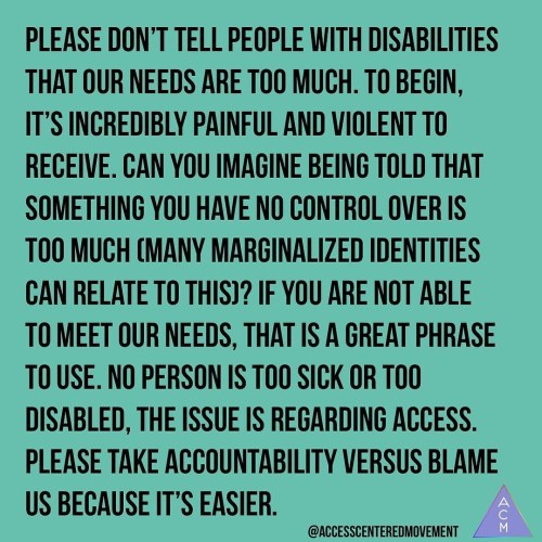 Posted @withrepost • @accesscenteredmovement Please don’t tell people with disabilities that our nee