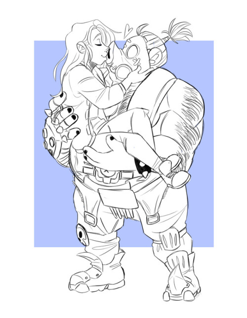 questionedturkey:Shout out to @thetransalien for this super cute commission of my oc and Roadhog <