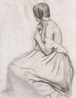 dappledwithshadow:  Young Lady Plaiting Her Hair, Edgar Degas, s.d. 30.50 x 23.50 cmBlack Chalk 