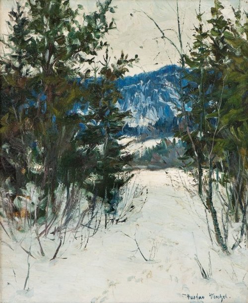 At the forest edge    -    Wentzel, Gustav Norwegian,1859-1927Oil on canvas, 55 x 45 cm.