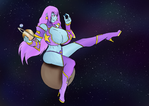 ferrousoxide:  And a trade with xanafar of his Planet Hugger.I had forgot how fun space backgrounds are to do.