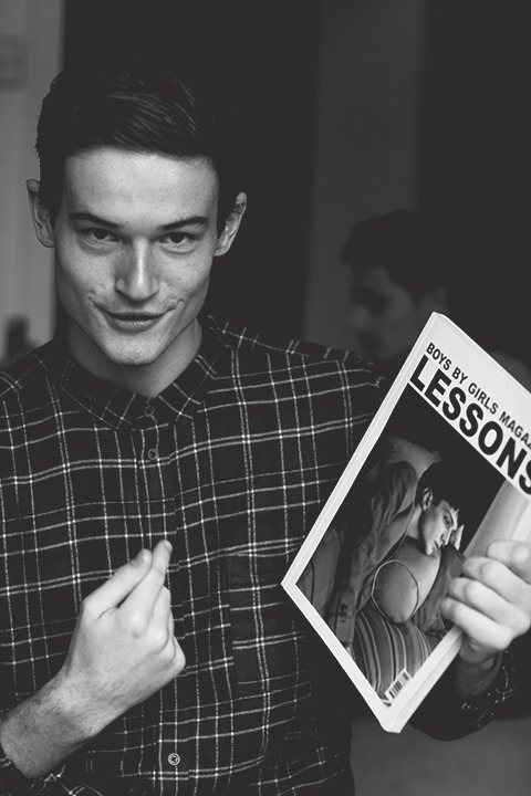 The charming Jacob at FM Model Agency with our latest issue, &ldquo;Lessons&rdquo;. &nb