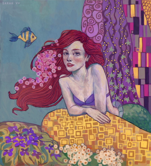 My entry for Jazza’s Challenge of the month: Style Swap!The little mermaid in Gustav Klimt’s paintin
