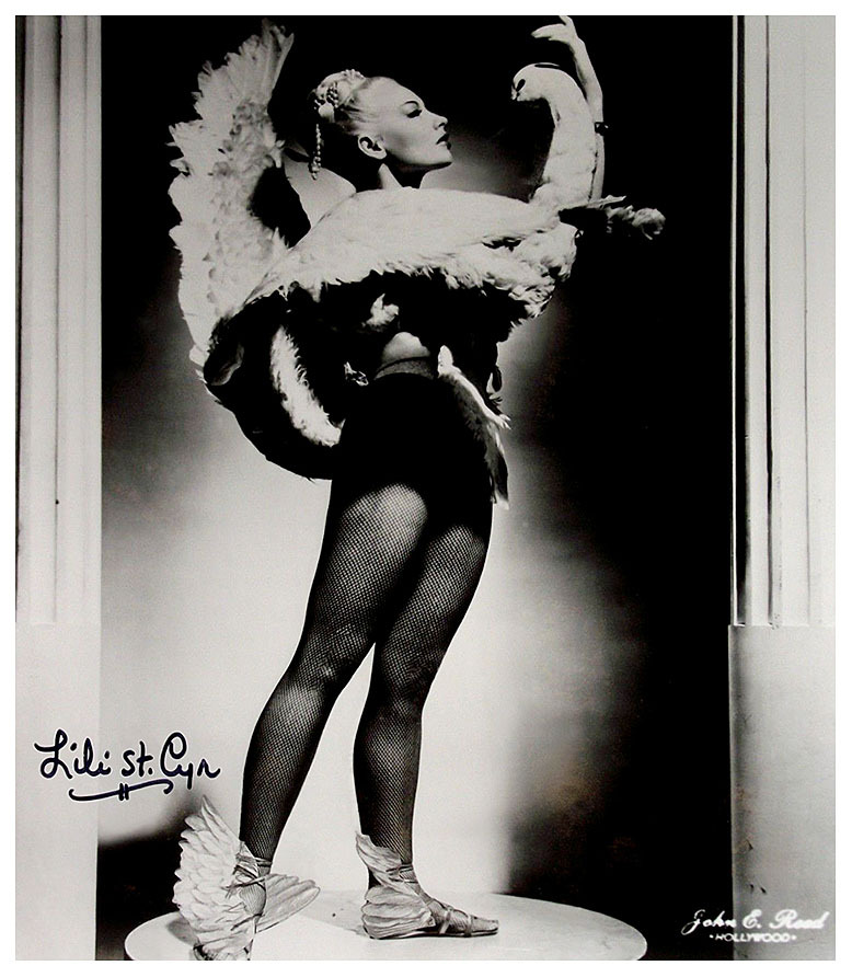 Lili St. Cyr  Autographed promo photo featuring costume details from her &ldquo;Leda