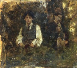 Figures in the woods, Francesco Paolo Michetti