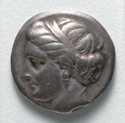 cma-greek-roman-art: Drachma: Female Head (obverse), c. 369-336 BC, Cleveland Museum of Art: Greek a