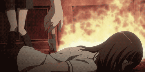 Yuno Gasai Anime Holding Knife Removing Blanket GIF  GIFDBcom