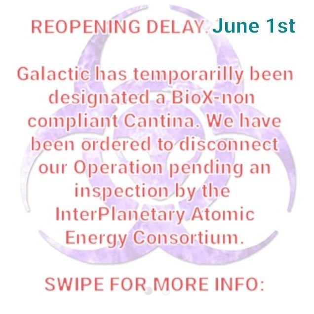 PUBLIC REOPENING DELAYED TO 6-1. Sublight Engine and transmission are running but we still need to upgrade our proton differential, and diflexium tanK and need city paperwork in order. Don’t fret! Shortly, we will be doing a soft opening for members...