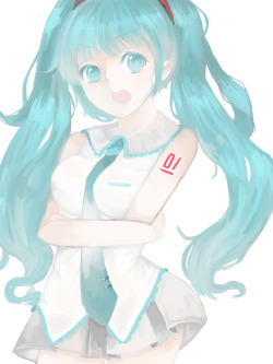 monochrome-miku:  "mikuwww" by 平面鏡 *Permission was given from the artist to upload. Do not distribute. 