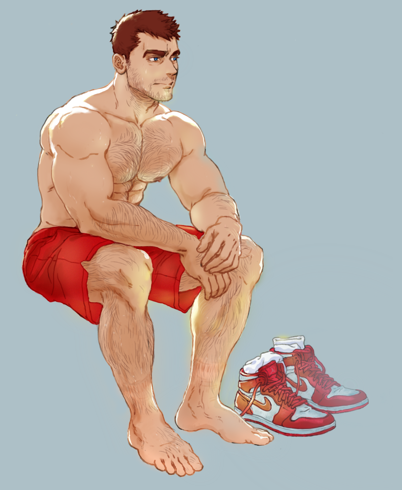 domtopsir: dogandclover:  Drawing  The skinny college student you met at the gym,