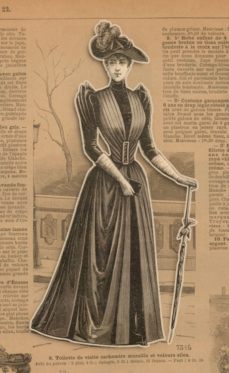 Le Petit écho de la mode, no. 22, vol. XII, 1 juin 1890, Paris. Toilette de visite cachemire muraill
