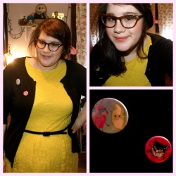 fuckyeahchubbyfashion:  Now that it’s spring I wanted to show off my favorite new spring dress!  Dress-Target XXL Sweater- Target XXL Belt- Forever 21 2x  Buttons- Hearts &amp; Farts shop on Etsy &amp; Little Lark shop on Etsy Follow me  I also